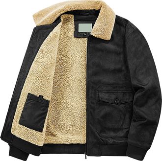 Generic MenS Winter Military Jacket - Sherpa Fleece Tactical Coat With Pockets, Thickened Padded Warm Cotton Cargo Jacket Warm Cotton Cargo Coats