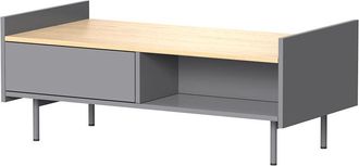 Vicco Mesa De Centro Velina, Gris/roble, 100 X 50 Cm Con 2 Cajones, Vicco