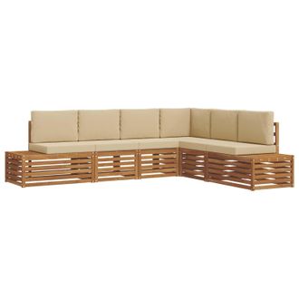 vidaXL Conjunto De Sof&aacute;s De Exterior Con Coj&iacute;n Natural Y Beige Vidaxl
