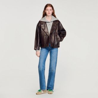Sandro Oversized leather jacket