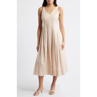 Eliza J V-Neck Midi Dress in Khaki Natural at Nordstrom, Size 16