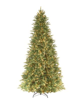 National Tree Company 9Ft Feel Real Fir Slim Hinged Tree With 800 Clear Lights