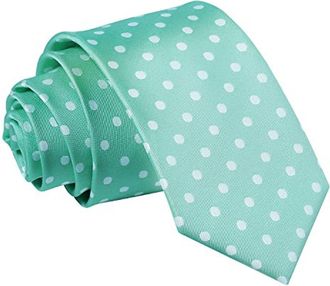 DQT Woven Polka Dot Classic Patterned Casual Slim Neck Tie for Men in Mint Green