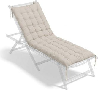 Relaxdays Relaxdays bench cushion, 180x70 cm, padded, quilted, with ties, outdoor, for garden benches & pallets, beige