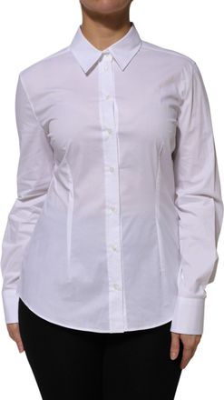 Dolce & Gabbana White Cotton Collared Long Sleeves Shirt Womens Top