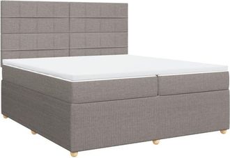 vidaXL Vidaxl - Cama Box Spring Con Colch&oacute;n Tela Gris Taupe 200x200 Cm