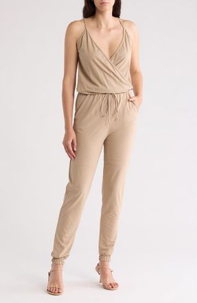 Go Couture Sleeveless Drawstring Jumpsuit in Mocha at Nordstrom Rack, Size X-Large