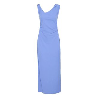 Ichi Ihyatima Jurk - Dames - Maxi kleedjes - Blauw - XS - Katoen - Kleedjes