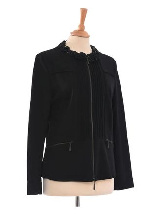 Amuleti J floral-appliqu&eacute; jacket - women - Acetate/Elastane/Polyamide/Viscose - 46 - Black