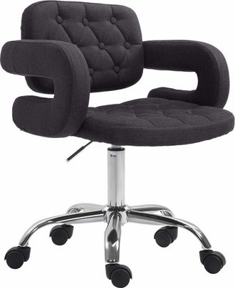 Clp Taburete de trabajo regulable y giratorio en tela negro