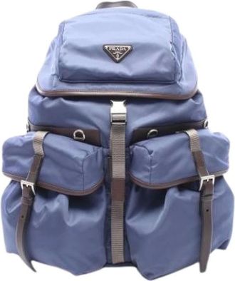 Prada Vintage, unisex, Blauw, ONE Size, Nylon, Pre-owned Vintage Nylon Backpack