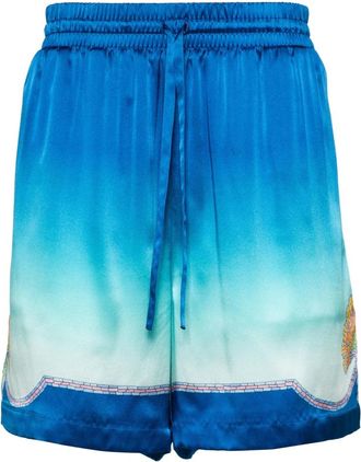 Casablanca Zijden Shorts met Trekkoord - Heren - Korte Broeken - Blauw - S - Polyester - Korte Broeken