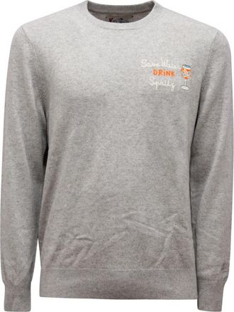 MC2 Saint Barth Heron Wollen Trui - Heren - Ronde hals truien - Grijs - S - Wol - Truien & Vesten
