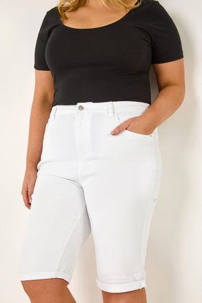 Roman Stretch Knee Length Denim Shorts