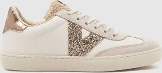 Victoria Womens Berlin Glitter Shoe In Bone/gold