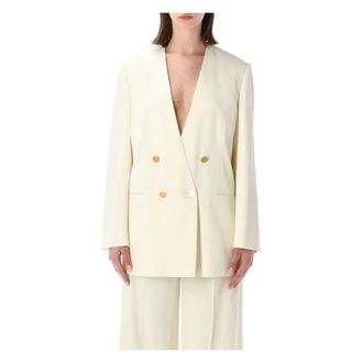 Alberta Ferretti Alberta Ferretti, Blazers, female, White, Size: 2XS Double-breasted Jacket with Gold Buttons