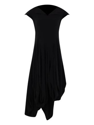 Yohji Yamamoto asymmetric-hem dress - women - Triacetate/Polyester - 1 - Black