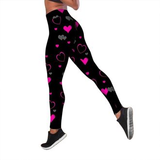 Generic Womens Happy Valentines Day Leggings Tights Queen of Hearts Love Gym Leggings for Women High Waist Butt Shaping Butt Lifting Stretchy Tights Tummy Con