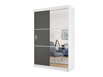 Mirjan24 Mobilier1 - Armario Dover 111, Blanco + Grafito, 205x138x60cm, Puertas De Armario: Correderas, N&uacute;mero De Estantes: 0, Led
