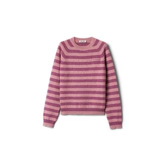 Miu Miu Wool Crew-neck Sweater, Woman, Alabaster / Mauve, Size 38