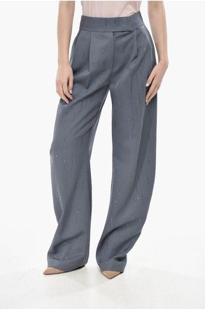 The Attico Wool Banana Fit Trousers With All-Over Crystals size 36
