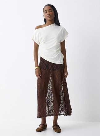 Twik Womens Floral lace flared skirt