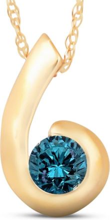 Pompeii3 1/4ct Yellow Gold Blue Diamond Bezel Solitaire Pendant
