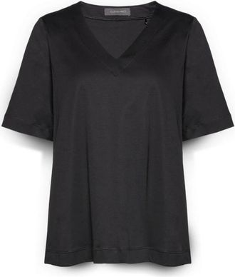 Elena Miro V-neck Katoenen T-shirt - Dames - T-shirts - Zwart - M - Katoen - Tops