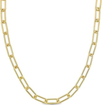 Amour 6mm Paperclip Chain Necklace In Yellow Plated Sterling Silver, 16 In