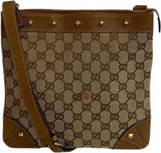 Gucci Pre-owned Cross Body Bags, female, Brown, Size: ONE SIZE Pre-owned Vintage Canvas Crossbody Bag
