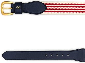 Valentino Garavani Mens Embroidered Fabric Belt Biancorossoworker Cinture
