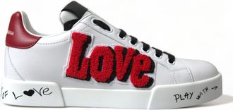 Dolce & Gabbana Womens Portofino Sneakers Love - White Leather - Size EU 36