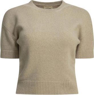 Khaite Gebreide trui met korte mouwen - Dames - Cashmere truien - Beige - M - Truien & Vesten