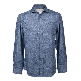 Brunello Cucinelli Paisley Denim Shirt - Blue