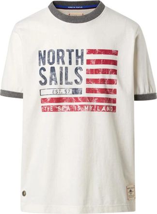 North Sails Archive T-shirt met Amerikaanse vlag - Heren - T-shirts - Wit - M - Katoen - Tops
