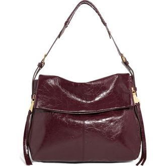 Aim&eacute;e Bali Double Entry Leather Hobo in Cherry Crinkle at Nordstrom