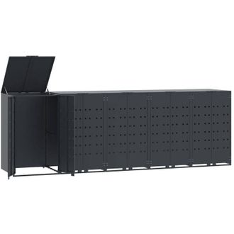 vidaXL Vidaxl - Cobertizo Para 5 Cubos De Basura Acero Antracita 345x79x117 Cm