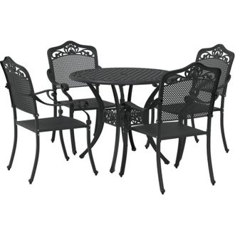 vidaXL Juego De Comedor De Jard&iacute;n 5 Piezas Aluminio Fundido Negro Vidaxl