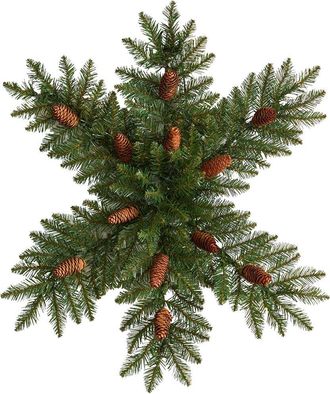 Nearly Natural 30In. Pre-Lit Snowflake Artificial Dunhill Fir Wreath
