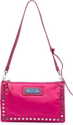 Prada Pre-owned Prada Tessuto Studded Etiquette Shoulder Bag YUS2A91EADSPKZCG