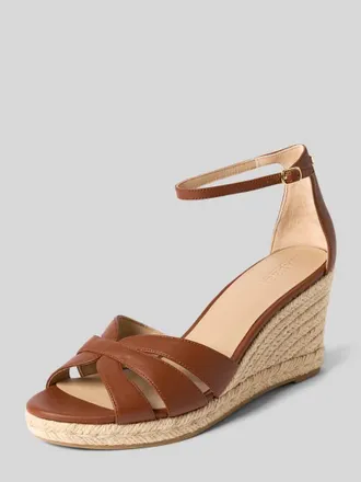 Lauren Ralph Lauren Wedges aus echtem Rindsleder Modell NELLIE in Cognac, Gr&ouml;&szlig;e 39,5