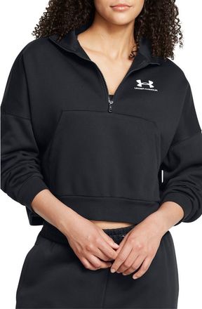 Under Armour Icon Fleece Half Zip PUllover in Black //White at Nordstrom, Size Xx-Large