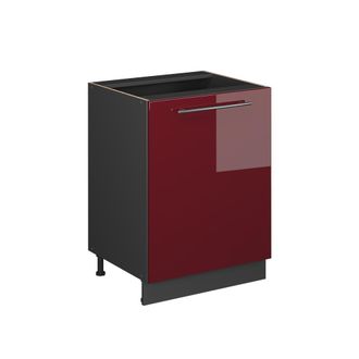 Vicco Mueble Bajo De Cocina Fame-line, Rojo Burdeos Alto Brillo/antracita, 60 Cm 1 Puerta Sin Encimera, Vicco