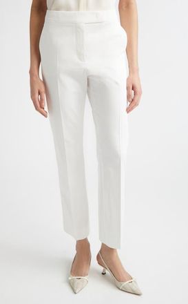 Max Mara Okra Crop Stretch Cotton Straight Leg Pants in Silk at Nordstrom, Size 12