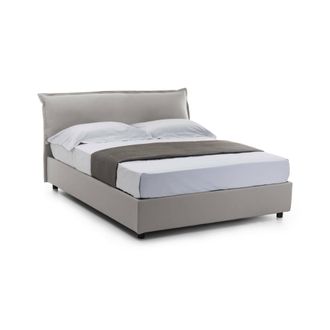 Dmora Dmora - Cama Matrimonial Dbidaou, Cama Contenedor Con Funda Extra&iacute;ble Con Cabecero Tapizado Y Estructura De Cama, 100% Made In Italy, Con Colch&oacute;n De C