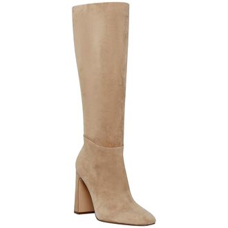Steve Madden Ally Block-Heel Tall Sand Suede ALLY07S1 Womens
