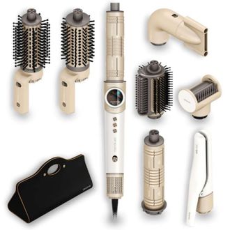 Cecotec Cecotec Cepillo De Aire Moldeador Multifunci&oacute;n Con 8 Accesorios Airglisse 8in1 Champagne. 1400w, 110000rpm, Placas Calefactoras