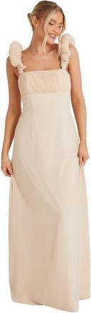 Six Stories Pleated Shoulder Bridesmaid Dress in Cream at Nordstrom, Size 6