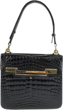 Delvaux Pre-owned Crocodile 2way bag - Dames - Vintage Handtas - Zwart - ONE Size - Leer - Vintage