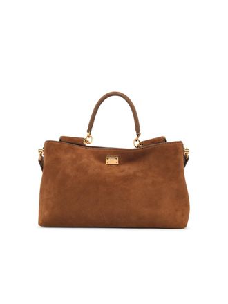 Dolce & Gabbana Borsa a mano media in pelle scamosciata marrone Vittoria Dolce & Gabbana